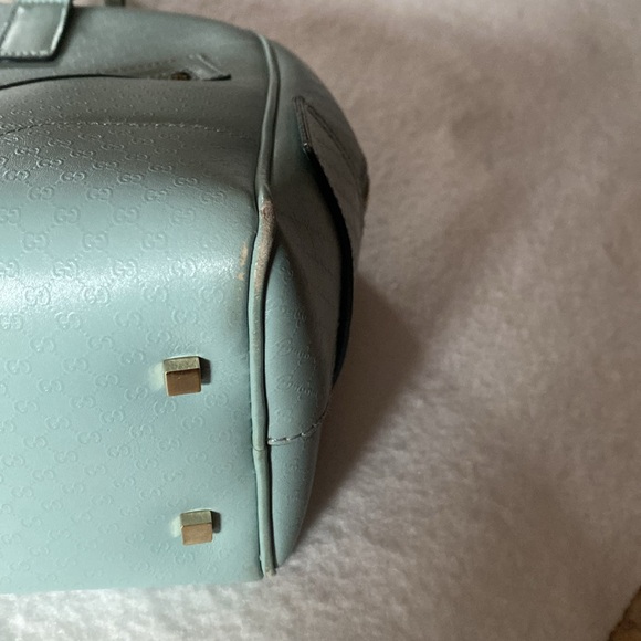 GUCCI HAND BAG LEATHER BABY BLUE MINI LOGO 002- 1115 . - Picture 10 of 16
